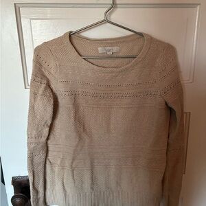 LOFT Women's Beige Crew Neck Sweater